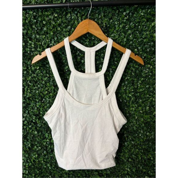 Free People Movement Two Times The Charm Cropped Tank Top Sz Small White - Picture 3 of 7